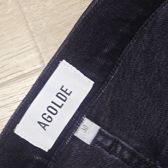 AGOLDE Ren Womens Wide Leg Hush Black High Rise Ankle Denim Jean Size 30 Organic - Picture 10 of 14